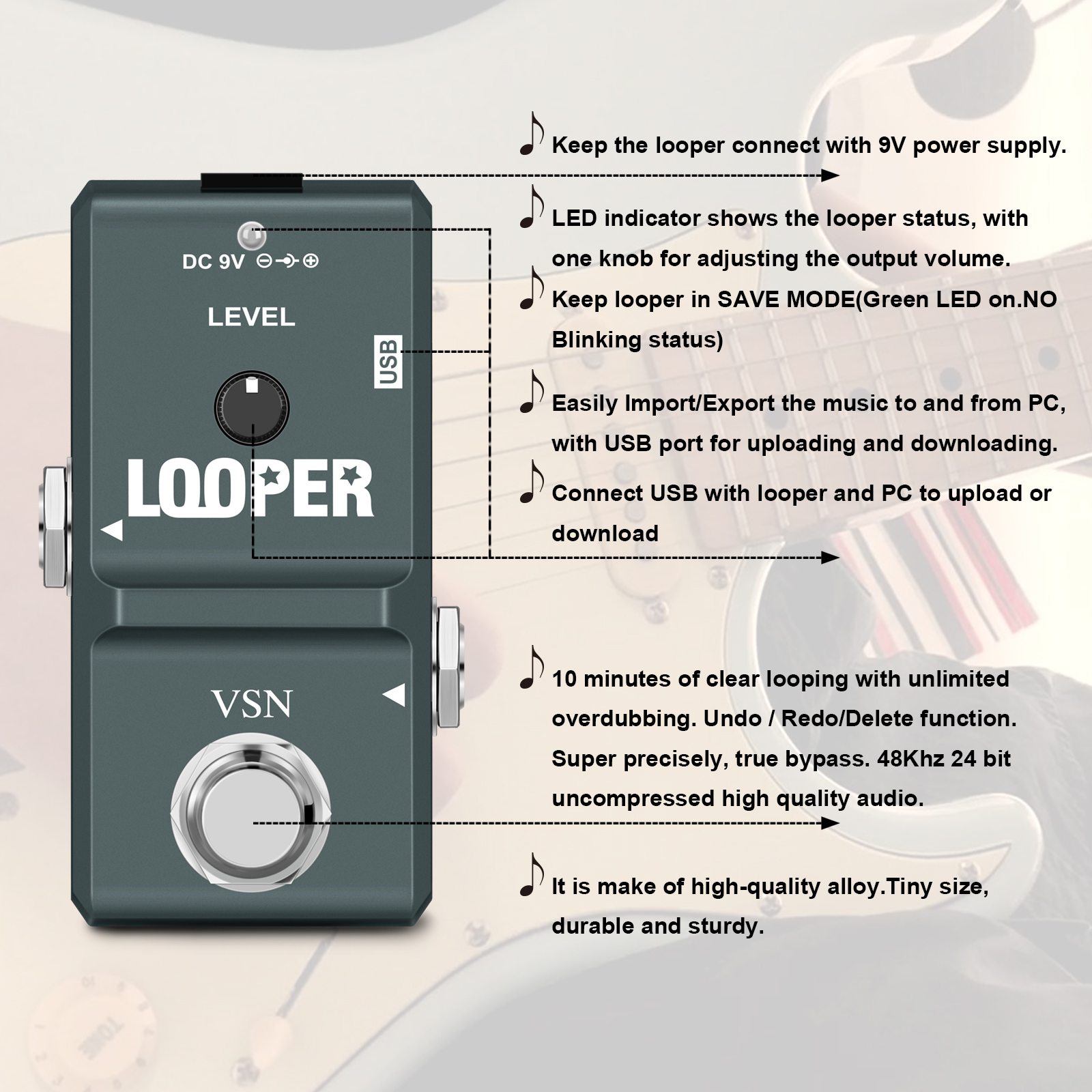 VSN Guitar Looper Pedal Digita – Looper Pedal Guitar recenzja i cena