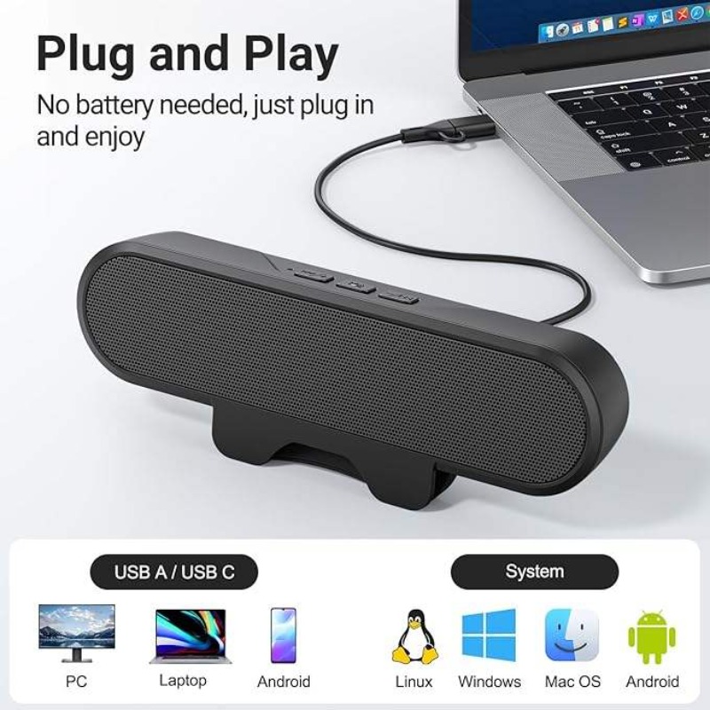 Portable Clip-on USB Soundbar  – Audio Music Online Free recenzja i cena